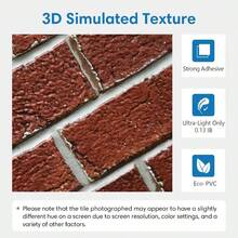 3D Whitewash Brick Wall Panels Peel And Stick Tiles, 10 Pcs Of 12X12 Small Size Lightweight PVC Red Brick Adhesive Wall Covering Backsplash Kitchen Living Room, Paintable - 復古紅 - 查看 3