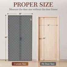 ستارة باب عازلة للحرارة مغناطيسية - قماش أكسفورد ثقيل، بطانة مسمكة، زيادة في الارتفاع بمقدار 2 بوصة، مناسبة لأبواب زجاجية انزلاقية بعرض 80-120 سم، تحافظ على الدفء وتقلل الضوضاء في الشتاء، رمادي، ستارة باب شتوية، عزل باب انزلاقي، سطح منسوج، هيكل، عزل المنزل، تصميم، خياطة مقواة، حل عزل المنزل