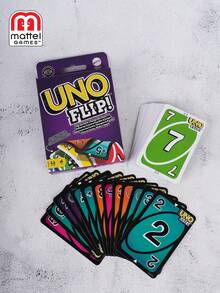 Mattel 1 件美泰官方授权 UNO 卡牌，休闲派对风格，UNO 翻牌！桌游卡牌，家庭派对游戏之夜，多人派对互动，乐趣十足，双面卡片设计，适合 2-10 名玩家，家庭派对礼物，节日礼物，圣诞节，万圣节，生日礼物 - 紫色 - 查看 9