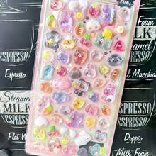 Stickers Cute 8-Piece Set 3D Reward Stickers Glitter Girl Decorative Stickers For Mobile Phone Decoration DIY Notepad With Sticky Handicraft Supplies Gifts