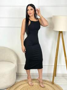 Color Block Striped Contrast Waist Holiday Beach - Negro - Ver 2