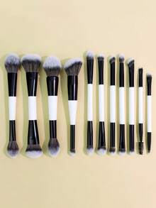 3/5/6/7/8/11 Peças Conjunto de Pincéis de Maquiagem Dupla Face, Pincéis Multifuncionais para Blush, Base, Pó, Iluminador, Olhos, Corretivo, Kit de Pincéis de Maquiagem, Presente Portátil para Meninas e Mulheres