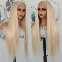 360 Full Lace Front Wig For Women Ginger Orange Long Straight Hair Wigs Pre Plucked Hairline Heat Resistant Fiber Soft Dark Orange Colored Wig Glueless Free Part HD Lace Natural Look Full Lace Synthetic Hair Replacement Wigs For Women & Men All Ethnicities, Party & Daily Wear 180% Density 30 Inch - 金色 - 查看 4