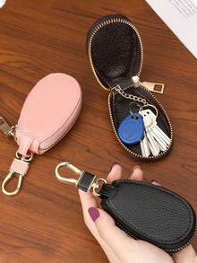 Portable Fashion Pu Car Key Bag Large Capacity Key Bag Double Waist Hanging Universal Zipper Key Bag Key Bag For Men And Women Key Bag Key Bag With Key Ring And Key Chain Bag For Women Mini Wallet, Teacher's Day, Valentine's Day, Birthday,Christmas Gifts,Ramadan. - Multicolor - View 4