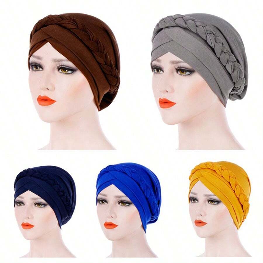 1 Stück handgefertigter geflochtener Haarband Turban für Frauen, afrikanischer Stil Kopftuch, Haarpflege Kappe geeignet für den täglichen Gebrauch