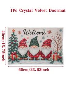 1 Stück Weihnachts-Zwerg Dekorationsfußmatte, süße Willkommens-Weihnachts-Zwerg&Baum Muster Teppich, waschbare Fußmatte für die Haustür, schmutzabweisende Bodenauflage, Weihnachtsparty Bodendekor, Weihnachts-Innen- und Außendekoration für Eingang, Wohnzimmer, Schlafzimmer, Küche, Büro, Raumdekoration, Heimdekoration, Festivalparty Zubehör, 2026 Neujahrsdekoration, Weihnachtsgeschenke, Partyfavors