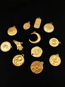 1pc Minimalist Geometric Stainless Steel 18K Gold Plated Pendant Necklace, DIY Jewelry Accessory