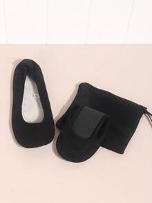 2025 Autumn/Winter New Women's Fashion Casual Soft Comfortable Black Velvet Bow Foldable Slip-On Dance Shoes/House Slippers - Black - View 3