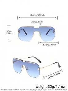 1 pieza Gafas de hombre con montura de metal vintage tipo aviador de una sola pieza sin montura, accesorios de moda para viajes y decoración de ropa diaria