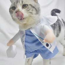 1 件宠物服装趣味变身服装，适合小型犬，万圣节宠物用品，秋季医生变身服装 - 白色 - 查看 5