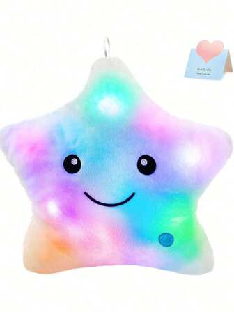 Purple Glow In The Dark Star Plush Toy, Adorable Soft Star Shaped Stuffed Animal, Woven Polyester, Magical Nightlight, With Ideal Gift For Star Lovers And Cozy Spaces