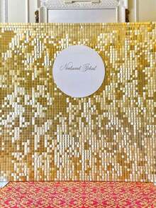 1 pieza Cortina con lentejuelas doradas brillantes, Telón de fondo cuadrado con lentejuelas, Telón de fondo cuadrado de plástico con lentejuelas de 100*200cm para decoración de pared de fiesta de boda, cumpleaños, ceremonia de aniversario, graduación, suministros para fiestas, cortina de flecos de lámina de aluminio brillante - Dorado - Ver 6