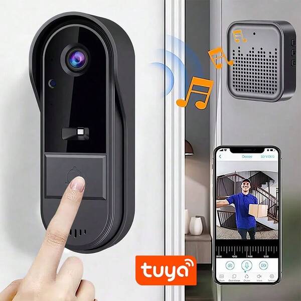 Wireless WiFi Doorbell Camera With 2-Way Audio Intercom Video Camera Door Bell Chime TUYA