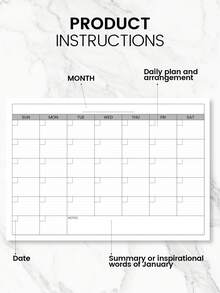 1 Pc Undated Monthly Calendar Planner, Minimalist Monthly Planner With Large Boxes And Notes Section, Work And Home, Office Decor, Back To School Supplies - Black - View 4