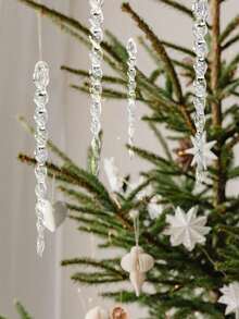 全新 12 件透明亚克力冰柱圣诞树装饰品 - 人造冰柱装饰品，透明亚克力装饰品 - 适合节日派对、冬季家居装饰和节日庆典、树装饰