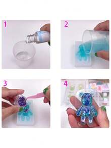 Kawaii Creative DIY Epoxy Resin Casting Mold Set, Including Rectangular Cylinder And Other Molds, Sitting Bear Cub, Earring Pendant Full Plate Mold, Cat Bear Paw Mold