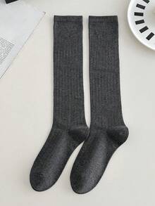 1双女士过膝袜，时尚百搭经典色简约大腿袜，舒适保暖 - 彩色 - 查看 15