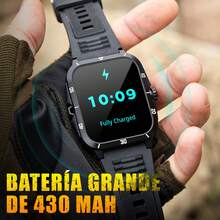 EIGIIS Smartwatch para hombres de 1,96 pulgadas, resistente al agua 3ATM, duradero, smartwatch deportivo con batería de 430mAh, monitoreo del sueño, llamadas al aire libre, compatible con iOS y Android - naranja negro - Ver 5