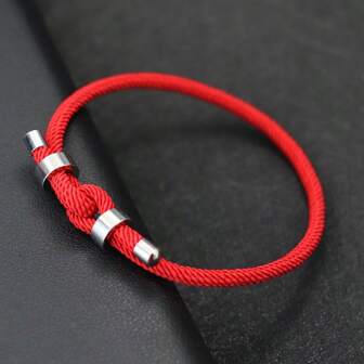 diffone Pulsera de hilo rojo de la suerte para hombres y mujeres con cadena ajustable de acero inoxidable, Pulsera de protección roja