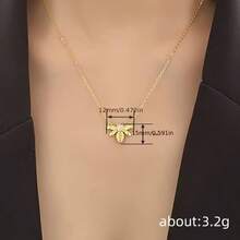 French Elegance Golden Bee Pendant Necklace Prong-Set Synthetic Zirconia Wings Stackable Jewelry For Day To Night - golden - 查看 7