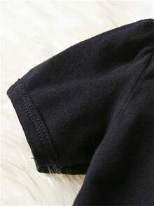 女童波尔卡圆点印花短袖公主可爱泡泡袖连衣裙，夏季 - 玫紅色 - 查看 6