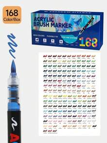 288/240/168/120/72/60/48/36/24/12 Color Tip Acrylic Marker Pens, Waterproof Drawing Pens, Markers. 5mm-1mm, Can Be Written On Stone, Glass, Wood, Canvas, Metal, A Variety Of Objects, Painting, Coloring, Marking, 168 Colors Can Be Selected, Very Bright Colors And Festival Painting Project Creation Back To School
