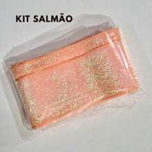 Sponged Velvet Ribbon Kit With Glitter - Salmon - View 2