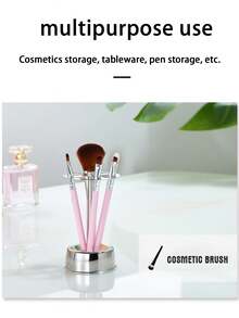 (桌面安装方便)Ins风不锈钢螺纹齿形牙刷架置物架化妆刷收纳架笔筒工艺品