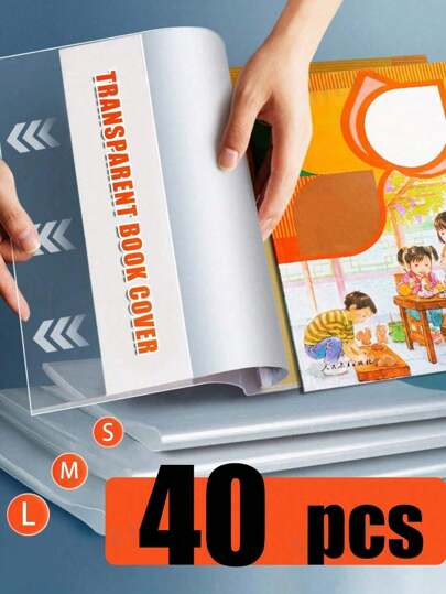 20 de coperți de carte din plastic - 10/20/40 de mâneci transparente din PVC, protecții de carte impermeabile și reutilizabile, coperți transparente reglabile potrivite pentru caiete A4/16K, ideale pentru școală, birou și uz zilnic, rechizite pentru întoarcerea la școală