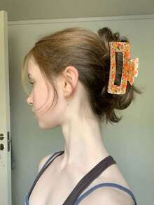 Kẹp tóc càng cua lớn, chống trượt cho tóc dày, kẹp tóc nhựa PVC in hoa màu cam dành cho nữ, phụ kiện tóc cho tóc tết, búi, đám cưới, dạ hội, kiểu tóc hàng ngày, kẹp tóc mùa thu, thời trang mùa thu, kẹp tóc hoa mùa đông cho trang phục đi nghỉ mát, mùa hè cho nữ - Nhiều màu - Xem 5