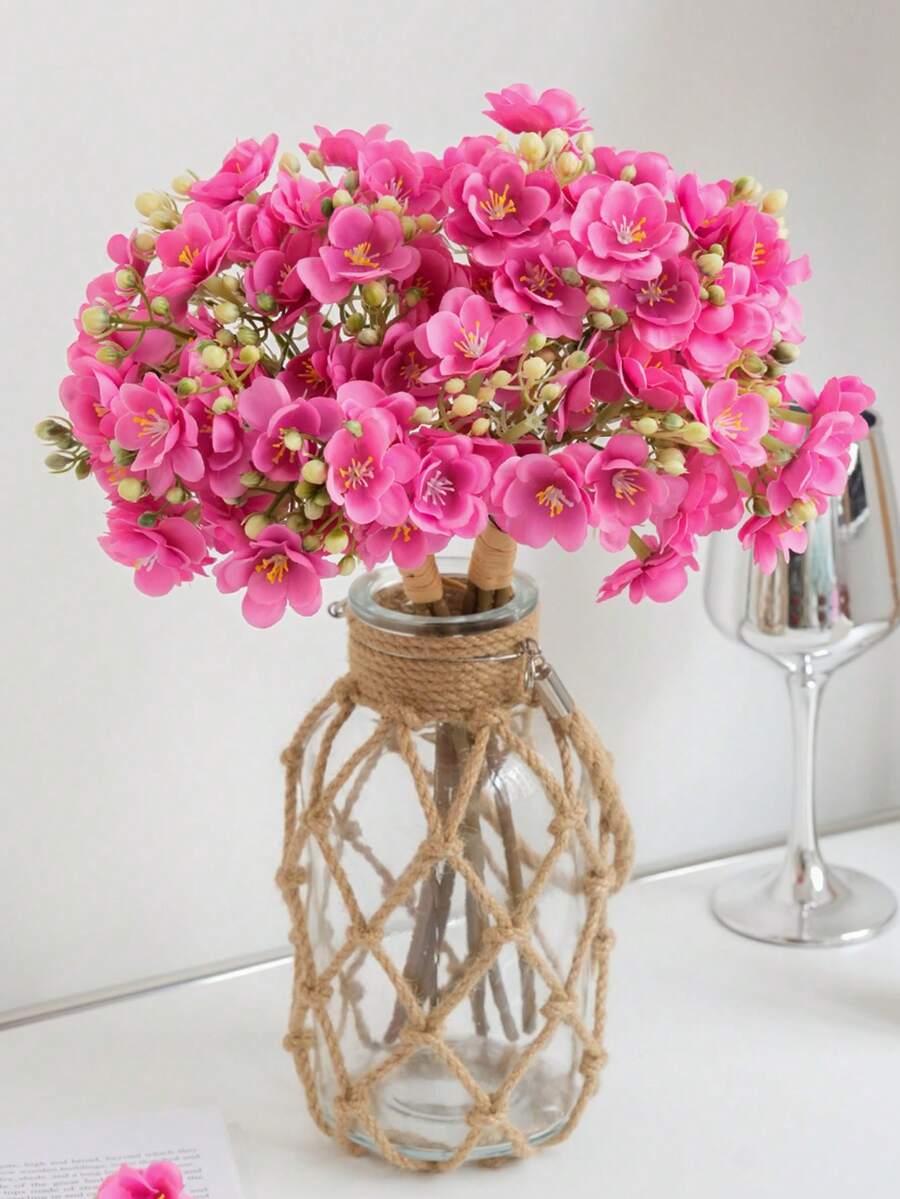 4pcs/Lot Jasmine Artificial Silk Jasmine Flower Bouquet, Home Decor & Photography Props Fake Flowers