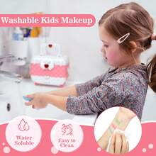 PINK AND WHITE - Girls' Children's Makeup Set, Washable Girls' Makeup Set, Washable Children's Makeup Set, Cosmetics Gift Set, Suitable As A Birthday Or Christmas Gift For Girls Aged 3 And Above. - Hồng - Xem 4