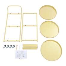 SENDERPICK Rolling Bar Cart Mobile Storage Cart Metal Frame Serving Cart For Kitchen Dining Room - Gold - View 5