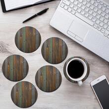 4/6/432 pièces Dessous de verre en polyester (polyester) avec motif imprimé en nid d'abeille creux et grain de bois - Élégants, résistants à la chaleur, conviennent pour la décoration de la maison et du bureau, les fêtes et les décorations de vacances