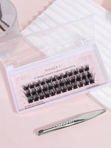 MAGEFY 24/36/66/80 piezas Pestañas de gato con rizo CC, pestañas cruzadas de zorro de estilo de dibujos animados extra largas, pinza para cejas, cabello de hada puntiagudo de dibujos animados, grupos de pestañas de zorro, pestañas de ojo de gato, extensión de pestañas naturales gruesas individuales, incluye cepillo de cejas - C - Ver 12