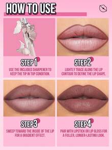 MISSLYN-SUPER SHAPE LIP LINER, Lip Makeup,Long-Lasting,Wooden Pencil,Precision Tip ,Full Lip Look,Plump Lips,Built-In Pencil Sharpener,3D Makeup Effect,Smooth & Pigmented,Precise Outlining,Smudge-Pro - #08 - View 8