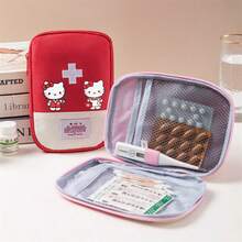 Sanrio 1pc Embroidered Detail Medicine Storage Bag, Outdoor Camping Hiking And Home First Aid Kit, Essential Survival Gear Home And Outdoor (Accessories Not Included) Medicine Bag Medicine Organizer For Travel For Outdoor Portable Travel Essentials First Aid Bag