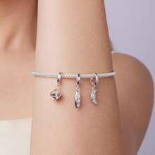 1件925纯银可爱夹式吊坠，适合DIY时尚首饰制作，咖啡杯和羊角面包造型，镶嵌锆石，是送给女性的绝佳礼物。 - 彩色 - 查看 5