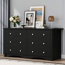 Furniwell Dresser With Power Outlet, 6 Drawers Dresser For Bedroom, Modern Chest Of Drawers, Wooden Dressers, TV Stand For Living Room,Closet, Hallway - Xem 1