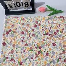 0.5m/1m/2m/3m*145cm Bohemian Colorful Lawn Flower Garden Printed Fabric, High Quality Soft & Skin-Friendly, Suitable For Seasonal Clothing Design, Dresses, Bags, Dolls, Tablecloths, Handicraft Decorations, DIY Sewing Patchwork, Multiple Sizes Available