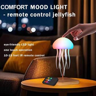 Remote Control Jellyfish Light, Rechargeable Eye Protection RGB Gradient Jellyfish Night Light, Comfortable Atmosphere Light, Can Be Used As Room Atmosphere Decoration Light, Birthday Gift, Christmas Gift