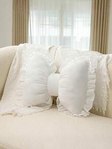 1 pernă decorativă în formă de fundă, pernă cu fundă din dantelă roz, pernă de canapea cu design drăguț și fundă, potrivită pentru decorarea zilnică, Halloween, Crăciun