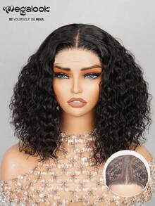 MEGALOOK 13x4x1 波浪形 T 字形蕾丝前假发，100% 真人发短款波波头，隐形结 T 字形 6x5 13x4 透明蕾丝前卷发假发，透气帽，无需胶水，10-12 英寸，150% 密度真人发假发，适合女性日常、办公室、派对、Y2K 风格、度假、校园、节日、万圣节、各种场合的造型。 - SNatural - 查看 2