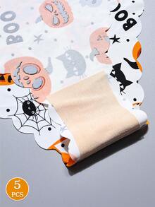 5 piezas de bragas sin costuras con estampado de Halloween para mujeres, con dobladillo acampanado, de spandex de secado rápido y transpirable, adecuadas para uso diario y fiestas de disfraces