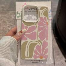 Pink Sage Green Floral Pattern Fashion TPU Material 1pc Elegant Full Screen Pattern Phone Case Compatible With Apple/ Phones Spring Gift - White - View 2
