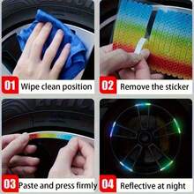 10/20/100pcs Mountain Bike Reflective Sticker Set, Car Wheel Reflective Sticker, High Reflective Stripe Tape, Suitable For Motorcycle Bicycle Car Wheel Decoration, Luminous Strip - Black - View 6