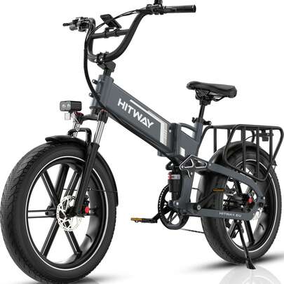  HITWAY Electric Bike, 720Wh E Bike, 250W/48V Motor, 70-120km Range, 20" Fat Tyres, APP Control, 7-Speed, Foldable, IP54 Waterproof BK10S PRO