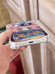 1pc Sakura Tree Bookstore Building & Book Graphic Transparent Anti-Slip Anti-Drop Soft Phone Case Compatible With Apple - Multicolor - View 4