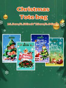 Practical Christmas - Themed Color - Printed Pearlescent Film Tote Bags. They Are Specially Designed For Packaging Christmas - Combined Candies And Cookies. These Christmas Tote Bags Are Exquisite Packaging Bags That Create A Joyous Festive Atmosphere. They Are Christmas Packaging Bags For Candies And Cookies. - Multicolor - View 5