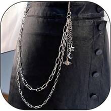 Jean Chain Belt For Men&Women, Pocket Chain Goth Punk Chain Belt Chain Layered Chunky Pants Chain And Vintage Hip Hop Wallet Chain Jewelry Accessory For Women Men - StarB6 - 查看 7